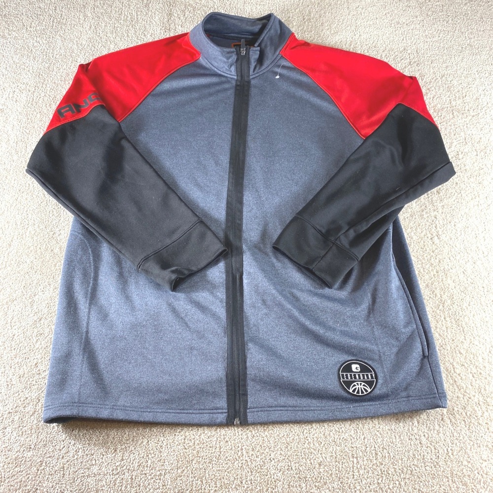 AND1 Full Zip Track Jacket Mens 2XL Charcoal Red Black Legendary‎ Long Sleeve